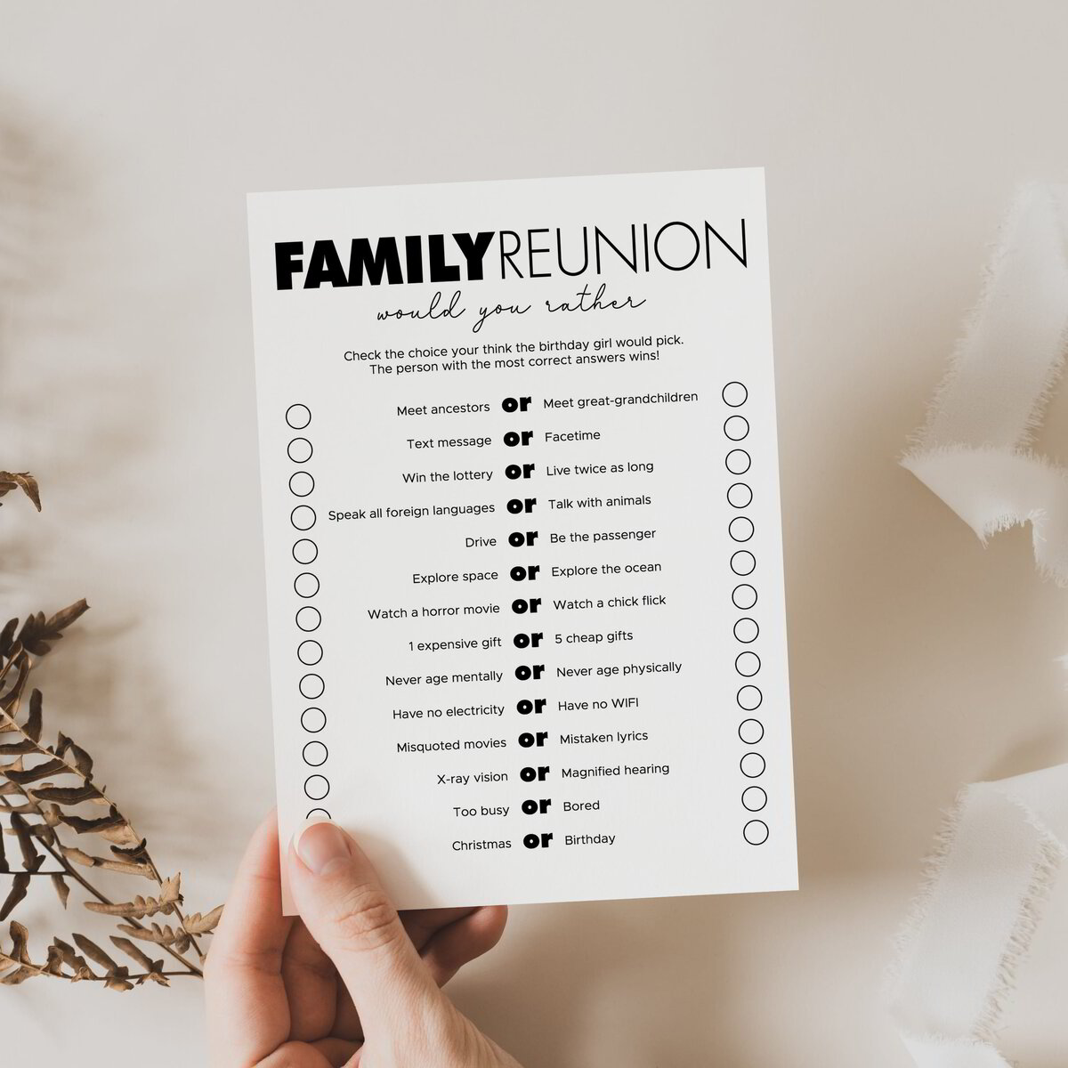 Fun Would You Rather Questions Sheet for Families | Printable